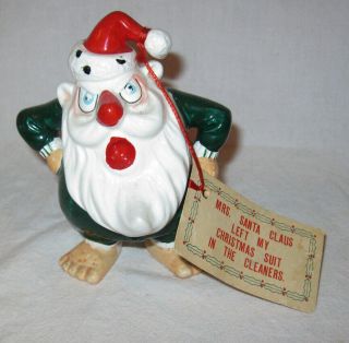 1960s Kreiss Psycho Ceramic Christmas Figurine Santa Underwear Suit In Cleaners