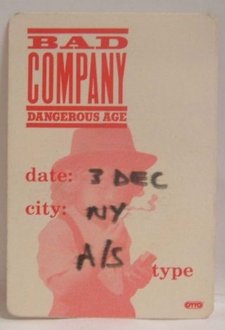 Bad Company - Vintage Concert Tour Cloth Backstage Pass Last One