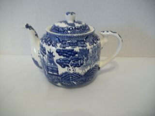 Vintage Blue Willow Teapot With Lid,  Made In Japan