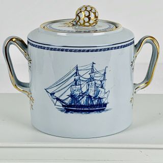 Spode Trade Winds Blue Sugar Bowl & Lid Lowesoft Brig Thomas Coutts