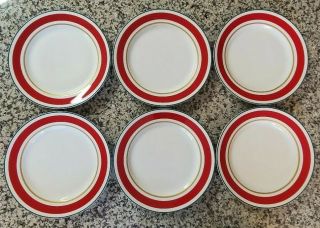 Kate Spade Lenox Arbor Village Red - 6 Dinner Plates 11.  3 " - Euc - 6 Pc.  Set