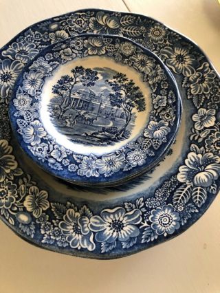 Staffordshire Liberty Blue Plate Set 9,  Independence Hall 2