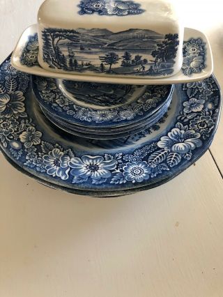 Staffordshire Liberty Blue Plate Set 9,  Independence Hall 3