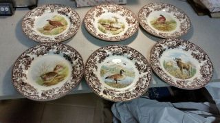 Spode Woodland Set Of 6 Dinner Plates Includes Big Horn Sheep,  Canada And Birds