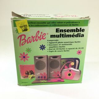 Vtg 1999 Mattel Barbie Multimedia Kit W/ Camera Speakers Cd Case Open Box