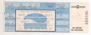Rare Hall And Oates 3/30/85 Indianapolis In Concert Ticket Darryl & John