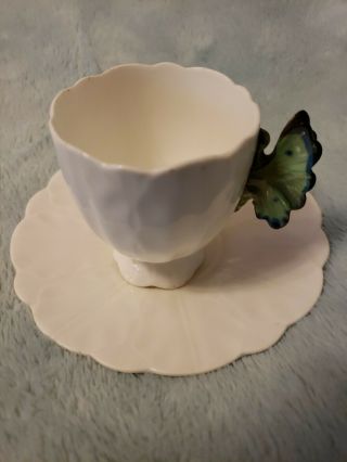 Aynsley Crocus Demitasse Cup & Saucer - Green Butterfly Handle