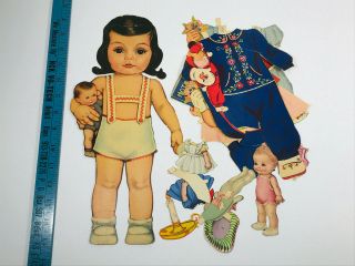 Vintage 40s 50s Paper Doll Cut Out Baby Girl W/ Clothes Accessories