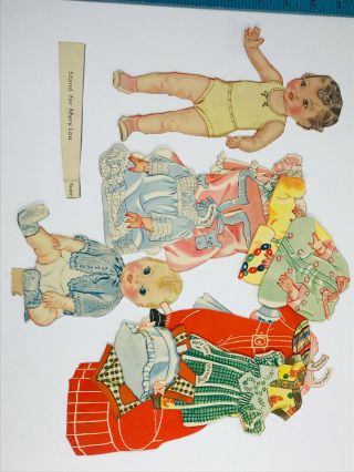 Vintage 40s 50s Paper Doll Cut Out Mary Lou Baby Girl W/ Clothes Accessories