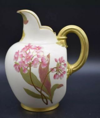 Royal Worcester English 1884 Hand Painted Flowers & Gold 6 1/2 " Jug/pitcher
