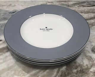 Kate Spade Lenox China Rutherford Circle Grey Accent Salad Plates - Set Of Four