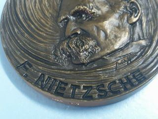 Antique Bronze Medal F.  Nietzsche 1844 - 1900 Signed José de Moura 72 nº 95 3