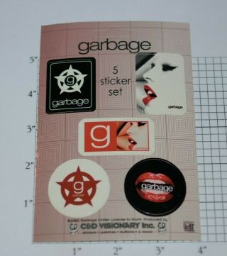Garbage Rock Band Music Group 2002 Licensed 5 - Piece Collectible Sticker Set