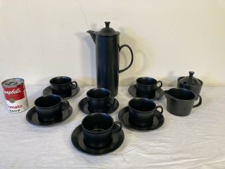 15 Pc.  Mcm Wedgwood Black Basalt Ware Coffee Set By Robert Minkin 1967