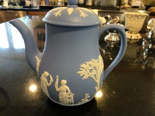 Vintage Wedgewood Coffee Pot,  Light Blue Jasperware