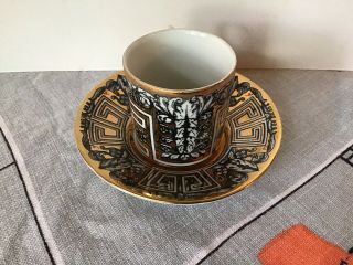 4 Vintage Greca Fornasetti Italian Pottery Demitasse Cup Saucer