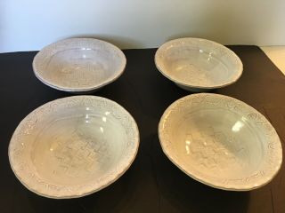 Set Of 4 Vietri Bellezza White Soup/cereal Bowls - - Orig Price $40/each
