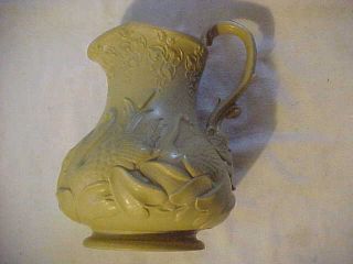 Wonderful English Drabware Staffordshire Pottery Stoneware Pitcher With Swans