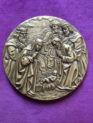 Antique Rare Bronze Medal Of Christmas 2002