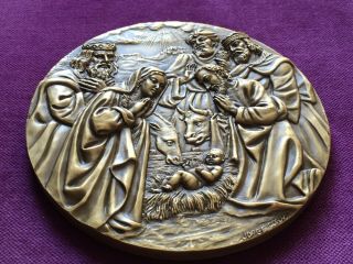antique rare bronze medal of Christmas 2002 3