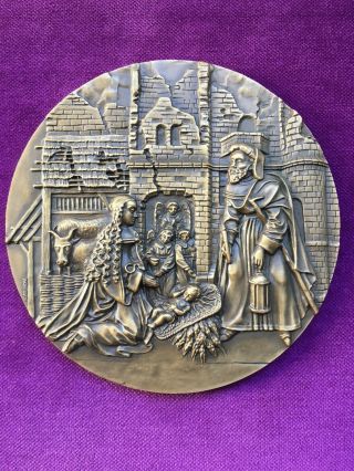 Antique Bronze Medal Celebrating Christmas Time 2000