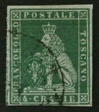 Italian States: Tuscany 1851 4 Cr.  N.  6a F - Vf Extra Lines Right,  Left Cat.  $550
