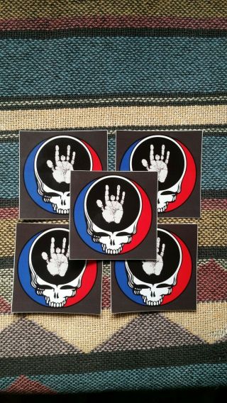 5 Grateful Dead Steal Your Face Stickers.  3 Inch.  Syf.