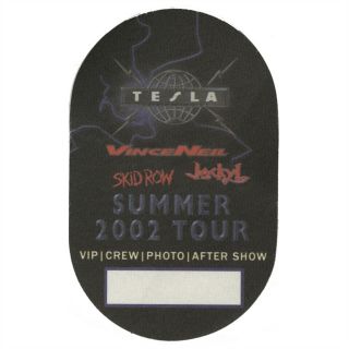 Tesla Authentic 2002 Tour W/ Vince Neil Skid Row Jackyl Satin Backstage Pass Vip