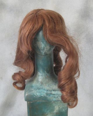 Doll Wig Human Hair 12 " Circumfernce German Reddish Blond Long Hair Nm Marked 10