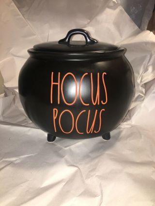 Rae Dunn Black Hocus Pocus Cauldron Orange Lettering.  2020 Release.