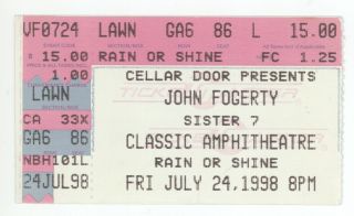 Rare John Fogerty 7/24/98 Richmond Ticket Stub Creedence Clearwater Revival Ccr