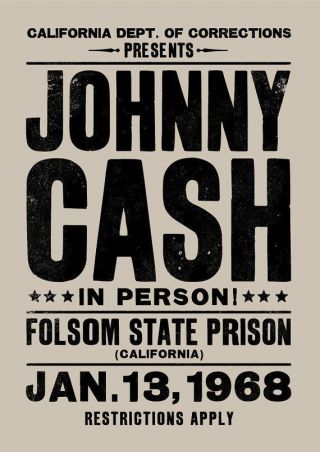 Johnny Cash Concert Poster Print A4 Size