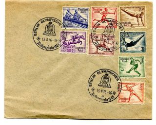 Germany Third Reich 1936 Olympics Set On Cover With Special Commemorative Cancel