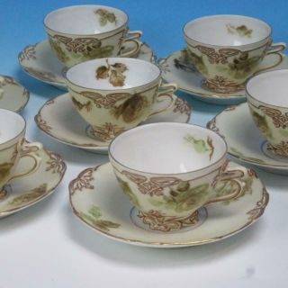 Ohme Old Ivory Silesia 16 Porcelain - 7 Demitasse Espresso Cups And Saucers