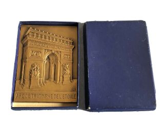 Antique French Table Medal,  Bronze,  Circa 1930 Trafalgar Ark