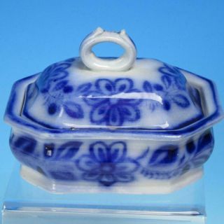 Flow Blue Ironstone - Two Piece Soap Dish With Lid