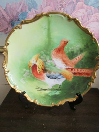 Limoges Coronet France Handpainted Charger Plate Game Bird Signed 11.  5 "