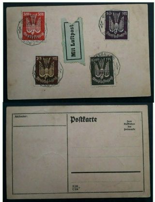 Very Rare 1923 Germany Postcard Ties Set Of 5 Airmail Stamps Nurnberg