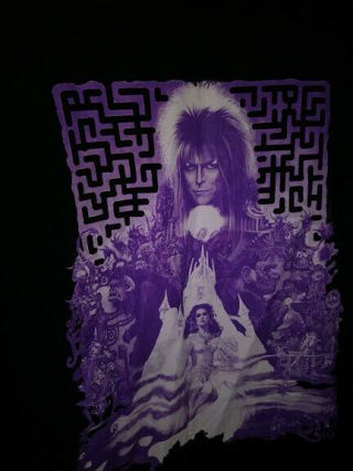 David Bowie Labyrinth Movie T - Shirt Rock Me Brand,  Black & Purple Adult Size L