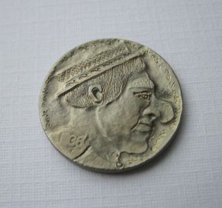 1936 Hand Carved/engraved Hobo Buffalo Nickel - Butterfly And Flower,  Love Token