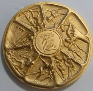 1980 3 " Lake Placid Olympics Calendar Medal By Maco Gold Plated Bronze