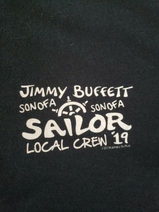 Rare Jimmy Buffett 2019 Son Of A Sailor Tour Local Crew Shirt Xl Black Unworn