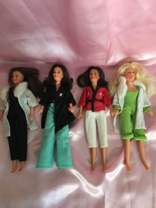Set Of 4 1970s Charlies Angels Dolls With Outfits