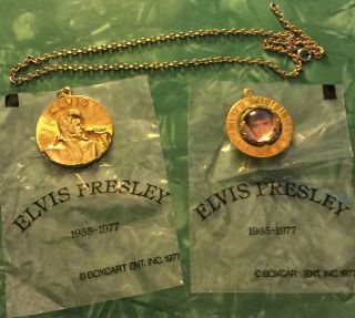 Elvis Presley - Gold Medallion And Trinket For Necklace - Boxcar Ent.  1977