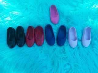 4 Pairs Of Shoes For 18 " Journey Girl Dolls Red Black Blue Flats