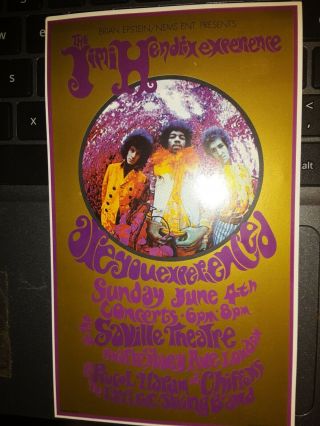 The Jimi Hendrix Experience Saville London Bob Masse Handbill 2nd Print 9x5 1/2 "