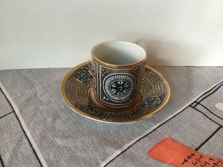 1 Vintage Greca Fornasetti Italian Pottery Demitasse Cup Saucer