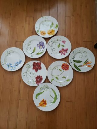 Westbury Court Lyrical Blooms Set Of 8 Dinner Plates