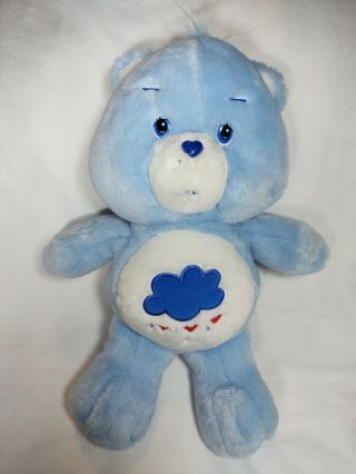 2002 Care Bears Grumpy 13 " Plush W/ Blue Cloud,  Rain & Red Hearts Pre - Owned