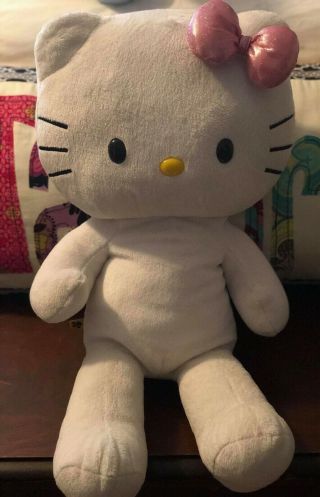Build - A - Bear Hello Kitty 18” Plush White With Pink Bow